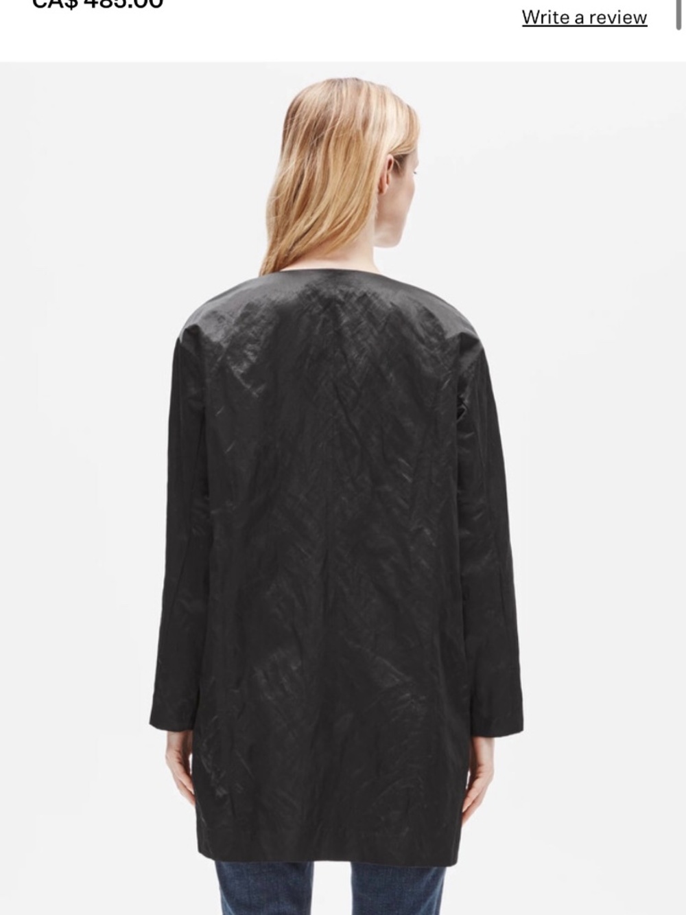 Eileen Fisher Women's Organic Cotton Satin Steel Coast Duster Jacket Size PM - Picture 14 of 14